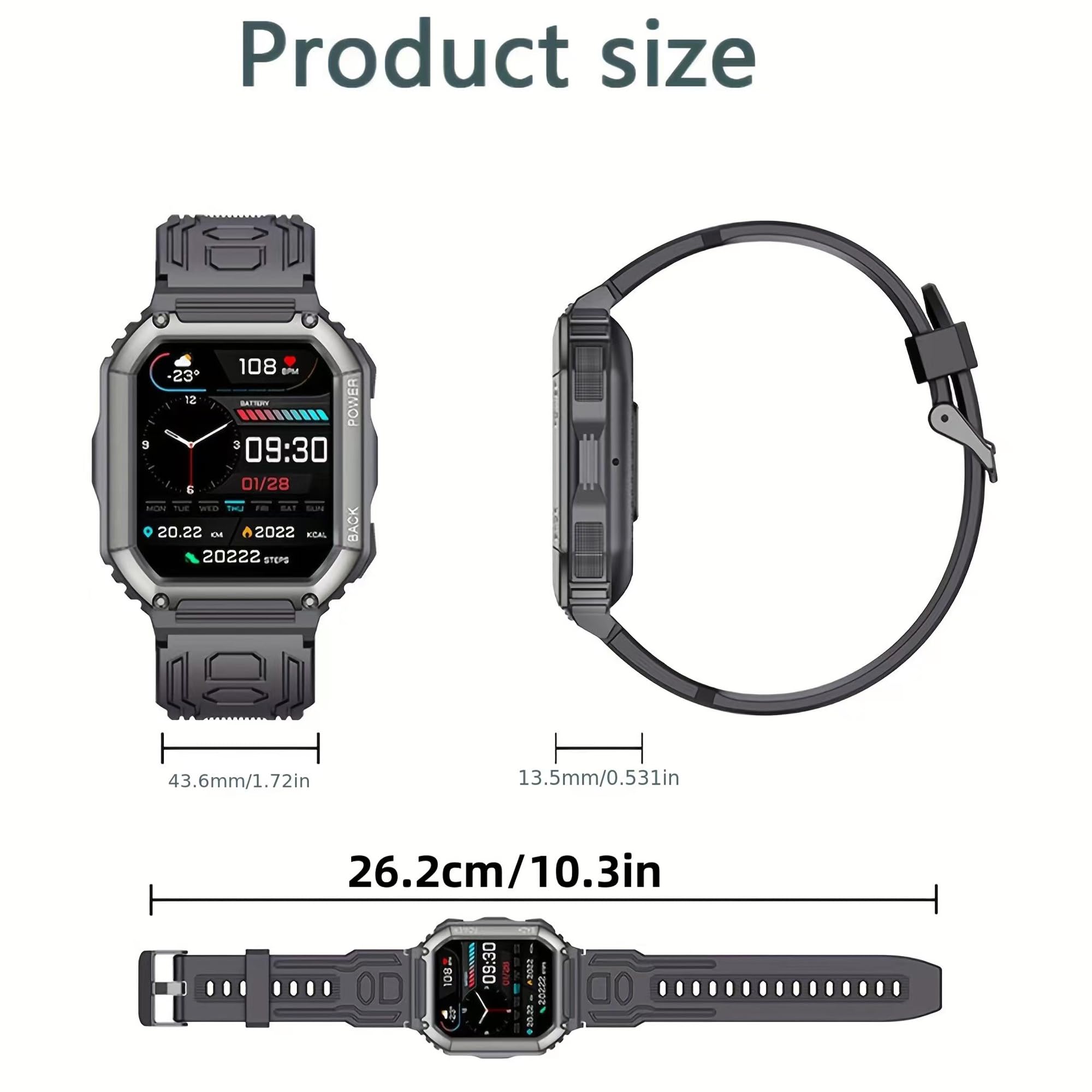 ZPIMY Montre Connectée Homme avec Appel Bluetooth, 1,8” AMOLED 5ATM Smartwatch avec 100+ Modes Sportifs Tracker d'activité, Sommeil, SpO2, Smart Watch pour iOS Android (Camouflage Noir)