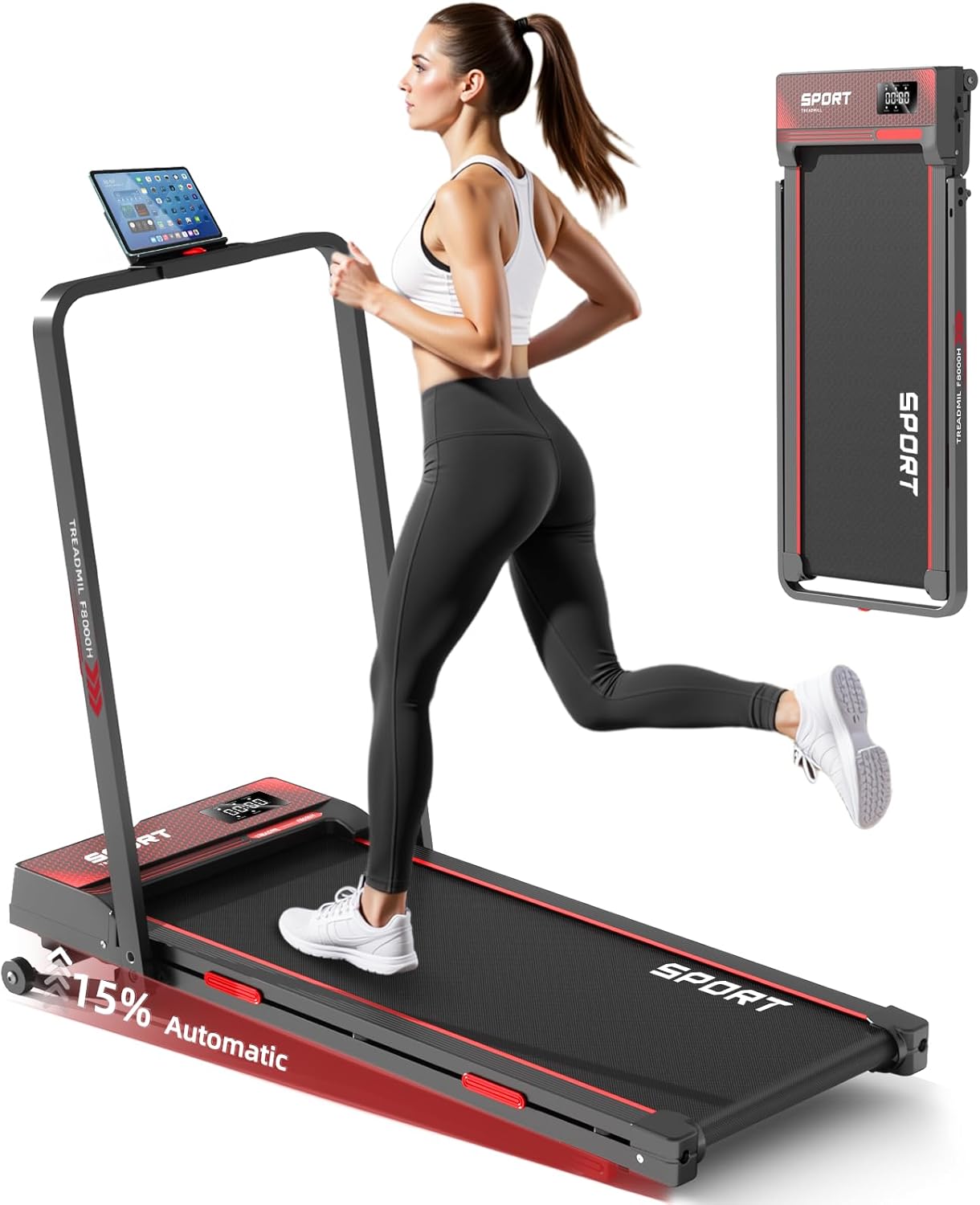 Laufband für Zuhause, Laufband mit elektrisch Verstellbarer Steigung, 1-12 km/h, 1.5HP Motor, Walking Pad und laufband klappbar 4 in 1 mit Fernbedienung/LED-Anzeige, Ipad/Handy-Holder. - Amazon product rated Grade B