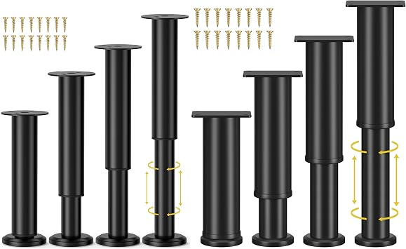 Wlrrcwdttc 4 Pcs Adjustable Height Bed Support Legs 7.08-12.2 inch + 4 Pcs Thickened Adjustable Height Bed Support Legs 7.08-13 inch for Furniture/Bed/Sofa/Cabinet/Couch/Dresser/Table