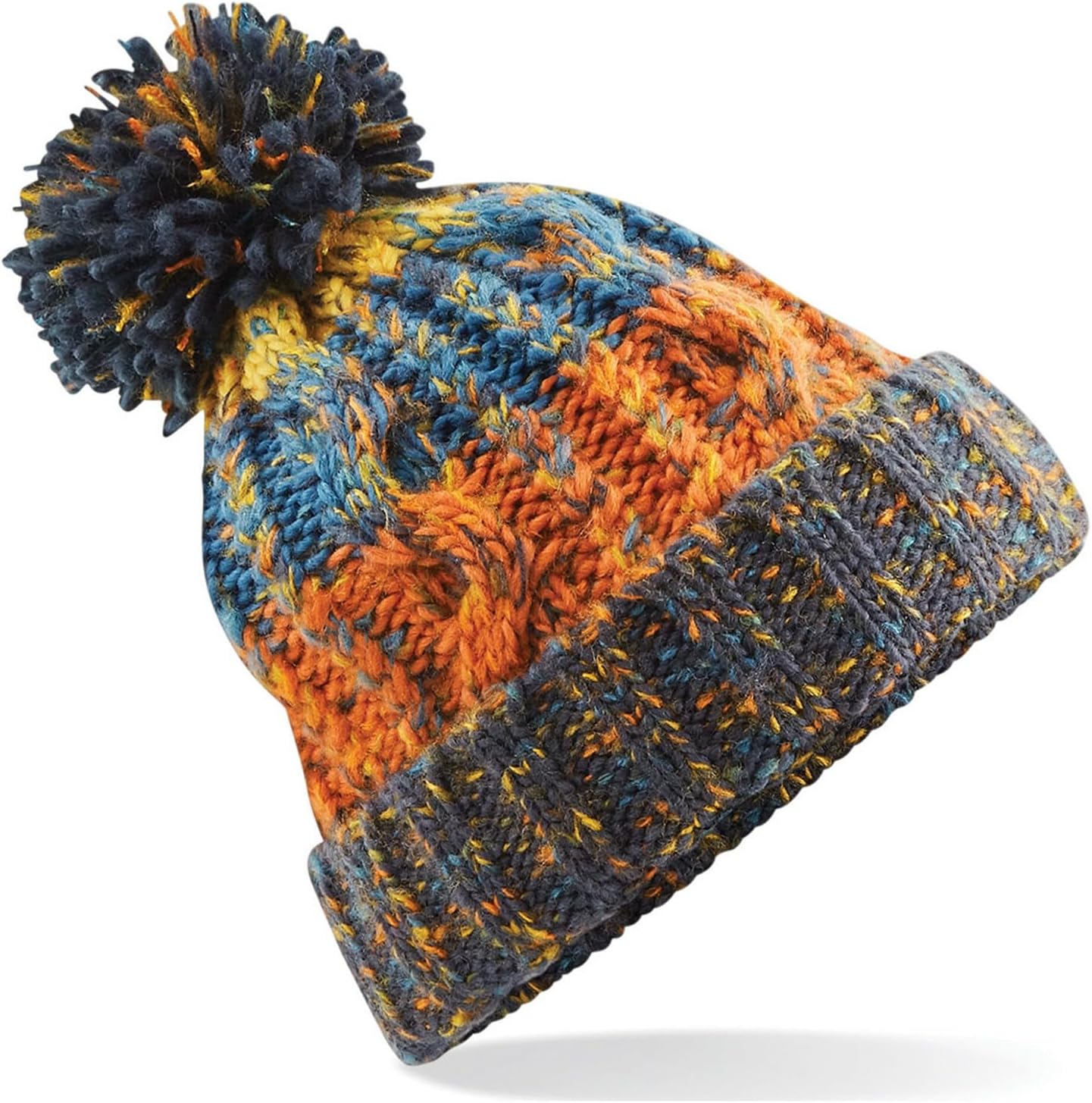B486 Corkscrew Pom Pom Beanie