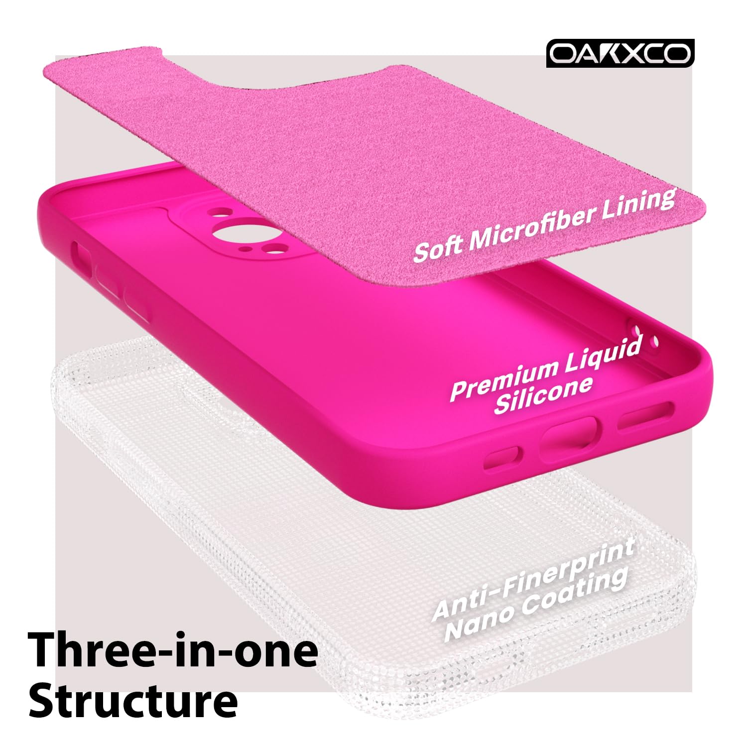 oakxco for iPhone 16 Pro Max Case Liquid Silicone, Soft Rubber Gel Elegant Aesthetic Basic Simple Cover, Cute Thin Slim TPU Matte Solid Color Plain Smooth Case for Women Girl, Light Pink — view 1633