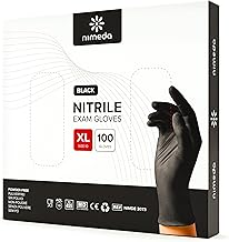 NIMEDA Nitrile Gloves XL Black Pack of 100 Latex Free Powder Free Disposable Gloves Black Nitrile Size XL