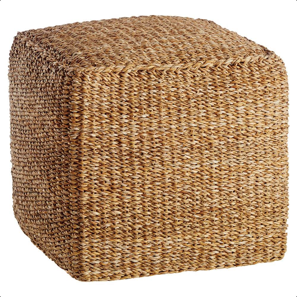 Braided Jute Pouffe Foot Stool (Square) – Lightweight, Supportive Foot Rest for Sofas & Tables(W40xD40xH38cm) - Artisanal Bedroom and Living Room Accessories, Nursery Furniture
