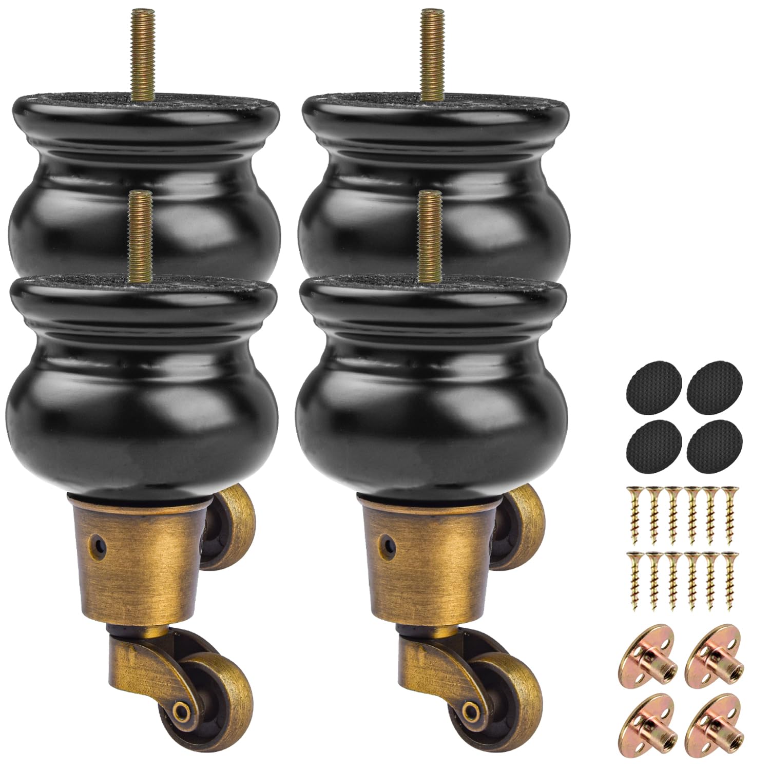 La Vane 5 inch Wooden Furniture Legs with Castor