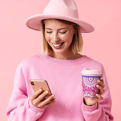 Miniatura 6 de Funda aislante y reutilizable de neopreno para café y bebidas frías, se adapta a la mayoría de los tamaños, 4 unidades (pequeña, 16 a 20 onzas,