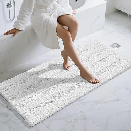 Miniatura 100 de Yimobra Alfombras lavables para baño, alfombra de baño de chenilla súper suave y absorbente para piso y alfombra, alfombra antideslizante de secado