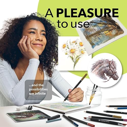 Miniatura 4 de Castle Art Supplies Set de medios mixtos | Colección de más de 120 lápices de arte, de colores, acuarela, pastel, metálico, grafito, carbón |