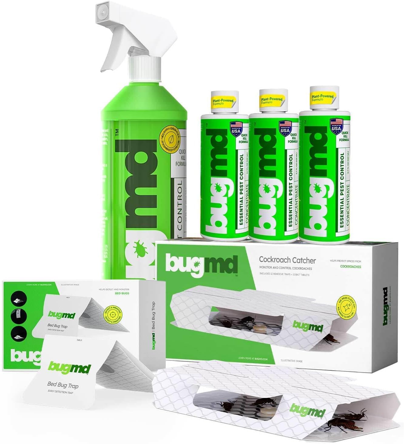 BugMD Essential Pest Control Concentrate (3 Pack) with Spray Bottle 32 oz, BugMD