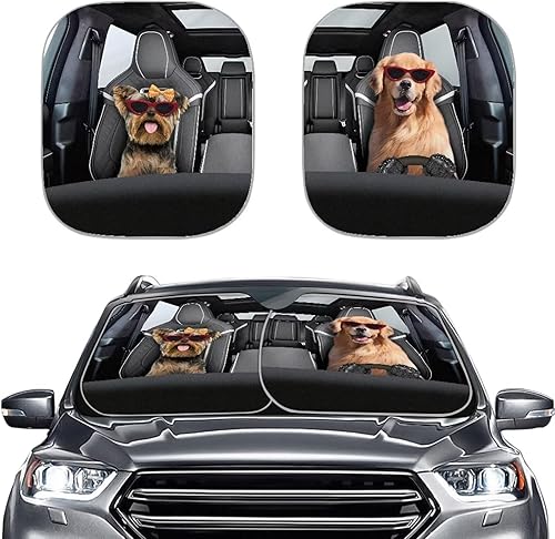 Miniatura 30 de Mumeson Parasol de dos piezas para parabrisas de automóvil de noche estrellada, parasol para rayos UV y reflector de calor para casi vehículos