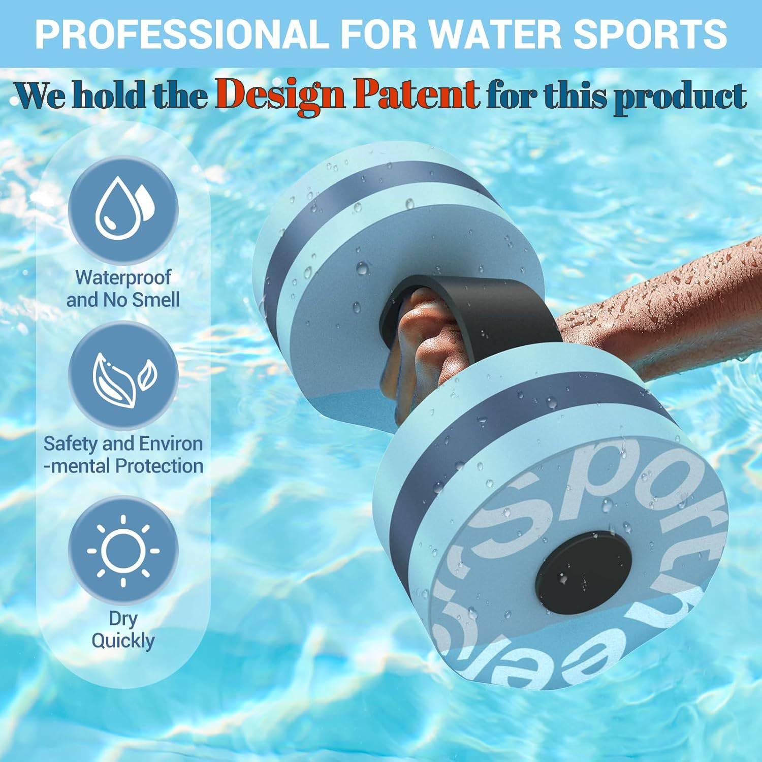 Manubri Per Acqua In Schiuma EVA - Set Di 2 Per Allenamento In Piscina - Galleggianti E Leggeri