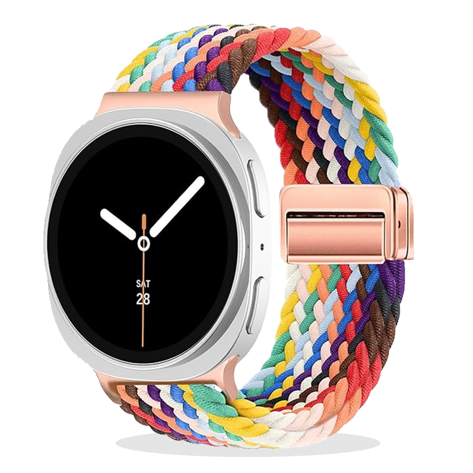ZXgomg Magnetic Braided Strap Compatible with Samsung Galaxy Watch 8 Strap 40mm 44mm/Watch 8 Classic 46mm Men Women, No Gap One Click Nylon Elastic Sport band for Samsung Galaxy Watch8 Classic