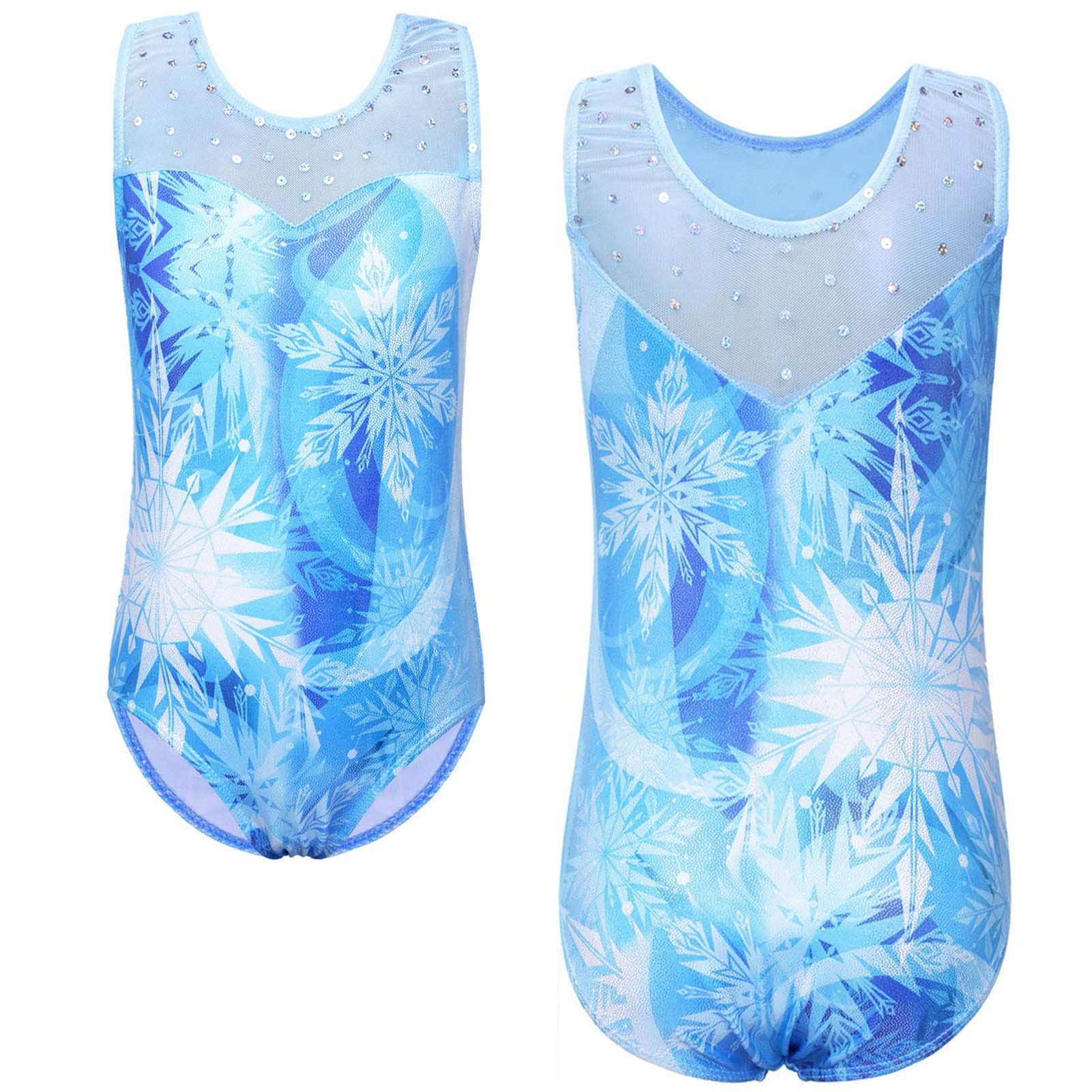 HUAANIUE Justaucorps Fille 3-14 Ans, Maillot Gymnastique Manches Longues & Sans Manches, Tissu Mesh Pailleté, Extensible & Respirant, Idéal Ballet Danse Entraînement