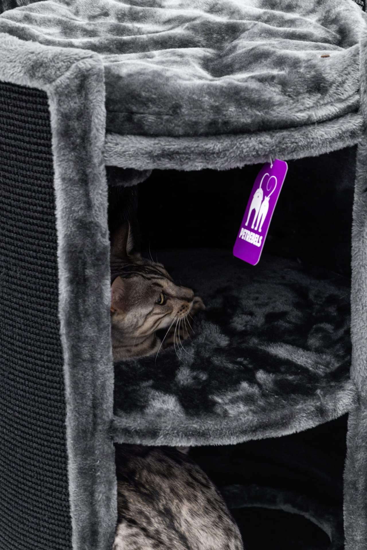 Petrebels Tiragraffi XL di alta qualità, Superdome, altezza 100 cm, diametro 50 cm, design per gatti grandi, extra largo per la massima stabilità, colore nero