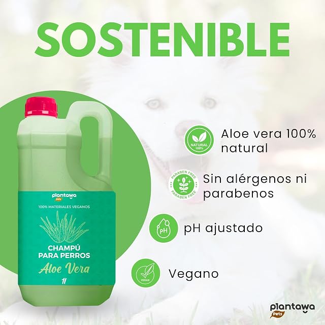 Foto 5 de 7 de PLANTAWA Champú para Perros Aloe Vera 2L, Sin alérgenos, Sin parabenos, 100% Vegano