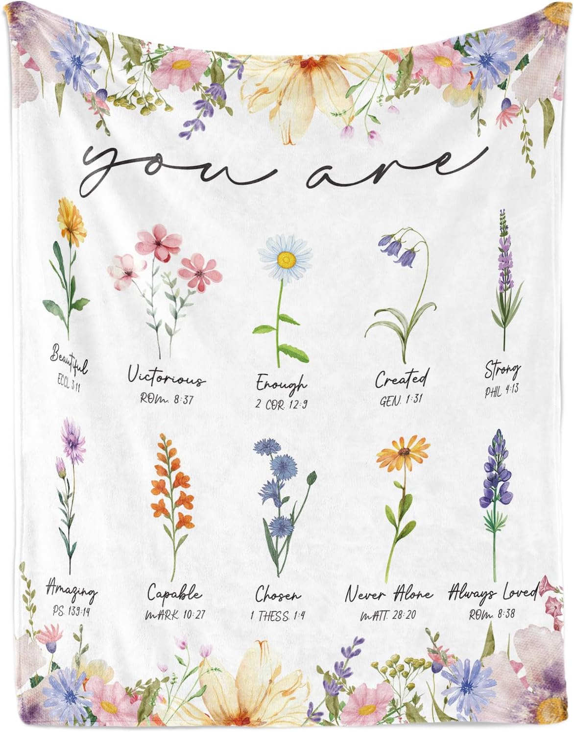 Christian Gifts for Women Inspirational Religious Birthday Gifts for Mom Sister Girls Friend, Soft Flannel Christian Floral Throw Blanket Baptism Confirmation Spiritual Present for Her(50"x60")