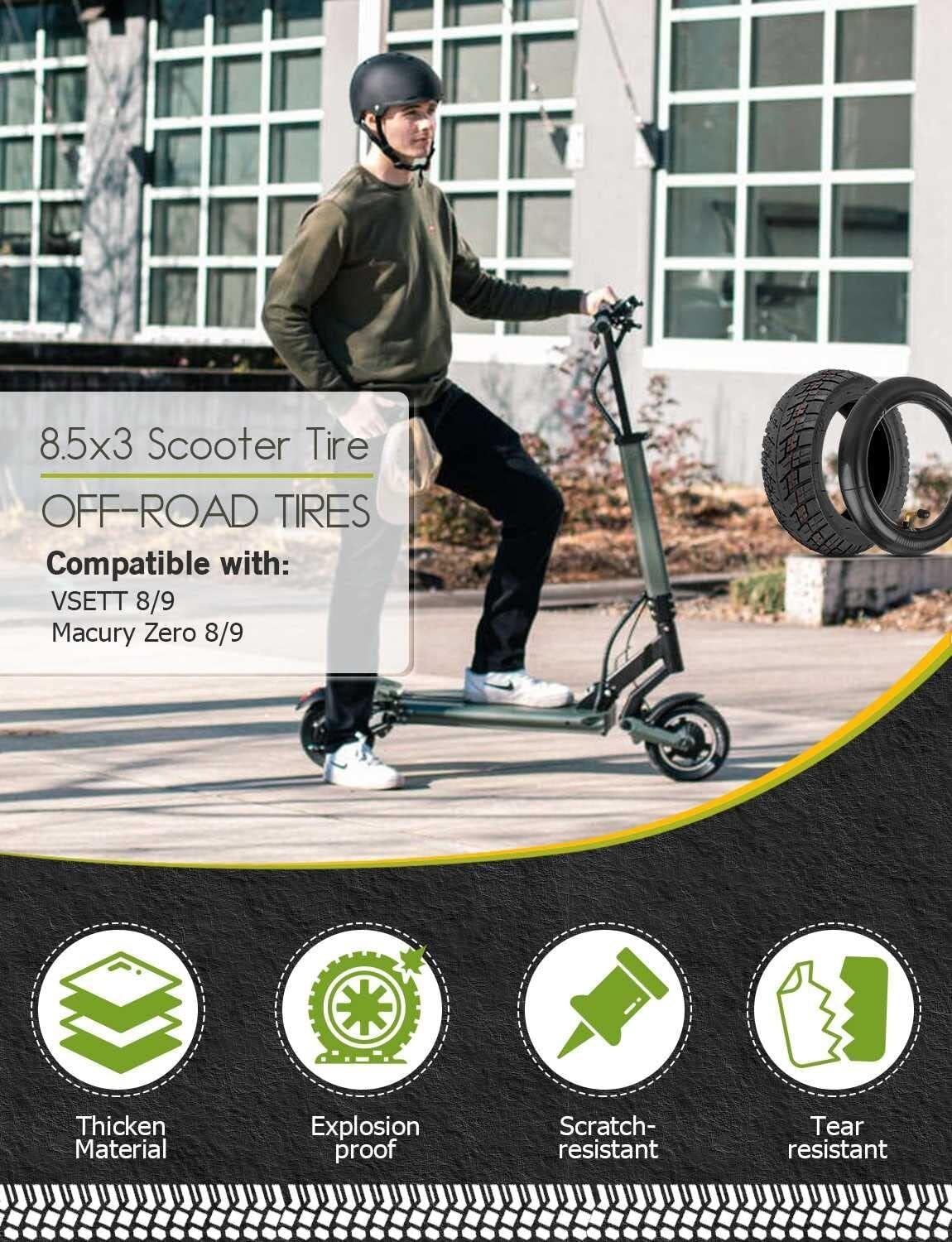 8,5X3 Pneu pour Trottinette Tout-Terrain avec Chambre À Air Pneumatique 8,5 X 3 Pneu de 8,5 Pouces Gonflé pour Autres Modèles de Remplacement de Roue pour Trottinettes