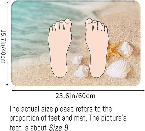 Miniatura 2 de Alfombras de baño de playa costeras con estrellas de mar para baño, alfombra de baño suave y absorbente, alfombra antideslizante para cocina, baño,