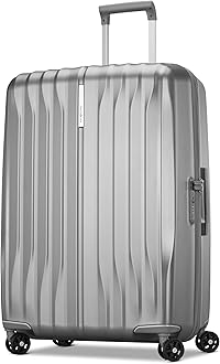 UpLIFT Large Checked Hardside Luggage with Spinner Wheels - Airline-Approved, TSA Lock, Adjustable Handle System - Polycarbonate Hard Suitcase for Ultra Lightweight Travel - Silver Shimmer