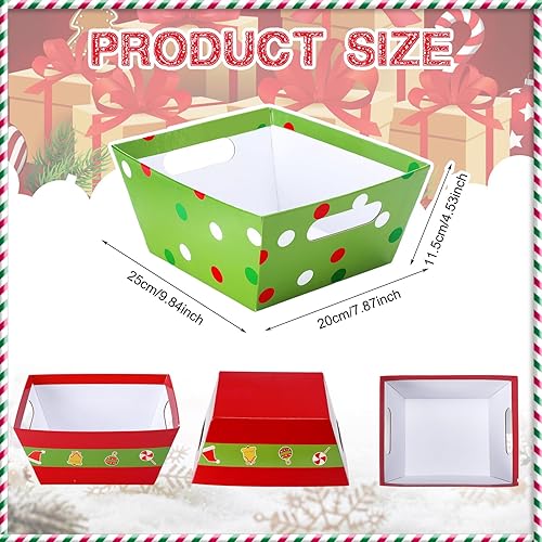 Miniatura 10 de Cholemy El kit de 24 cestas vacías de regalo de Navidad incluye 8 bandejas de mercado de papel kraft con cinturón de elfo de Papá Noel, 8 bolsas y 8