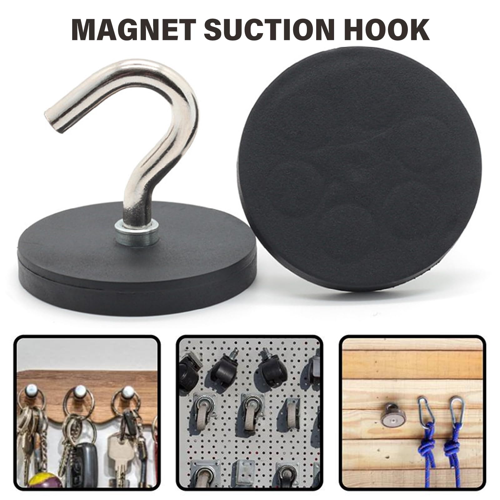 8 ganci magnetici, ganci magnetici extra forti, ganci magnetici al neodimio, magneti gommati D43 mm, per appendere, crociera, tenda, casa, cucina, posto di lavoro, rimovibile senza foratura
