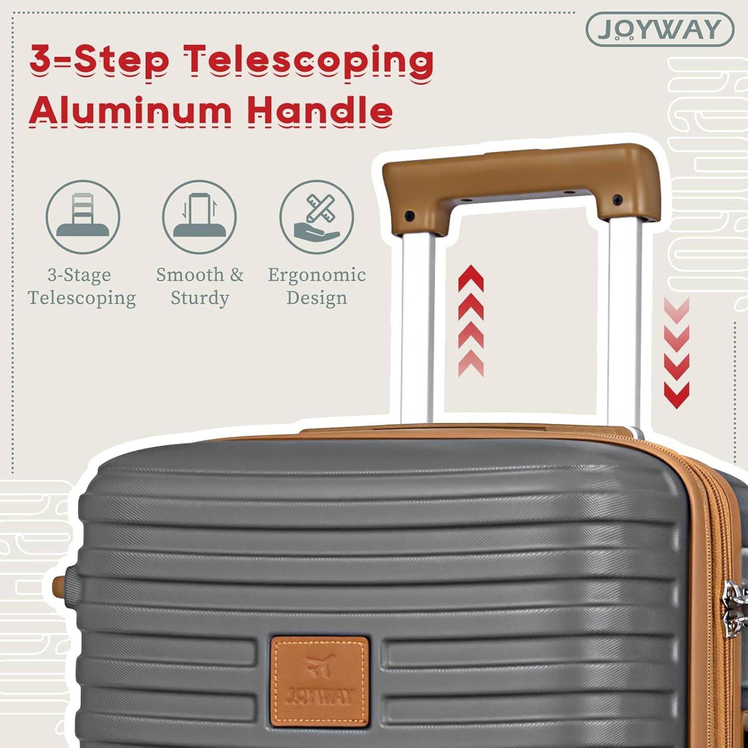 Joyway Expandable Luggage Sets 5 Piece, Lightweight Hard Shell Travel Suitcase Set with Spinner Wheels and TSA Lock (5 piece set,Grey) - Image 7