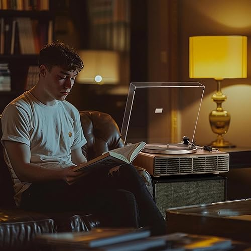 Miniatura 7 de Tocadiscos de vinilo, tocadiscos todo en uno con altavoces integrados, tocadiscos Bluetooth para sonido de alta fidelidad, funcionalidad auxiliar, 2