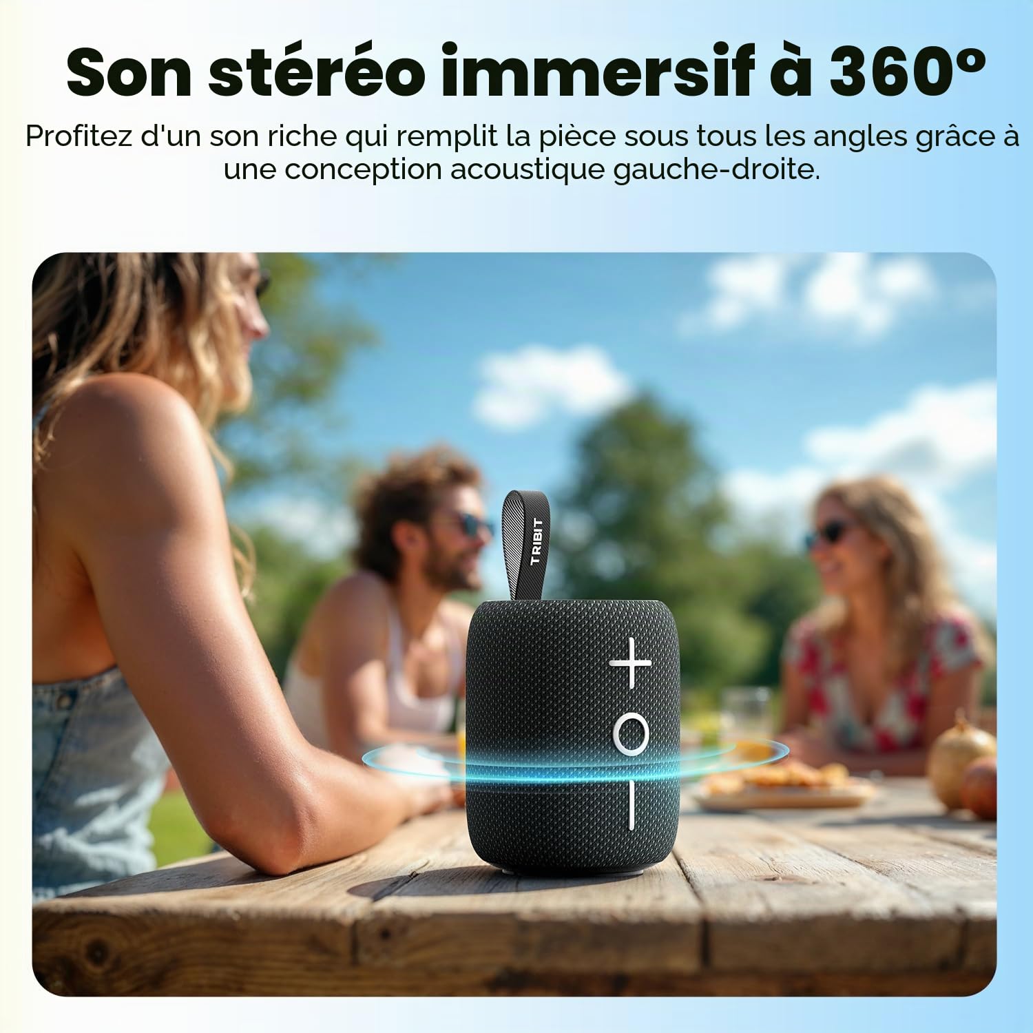 Tribit StormBox Mini+ Enceinte Bluetooth Portable, Son Surround 360°
