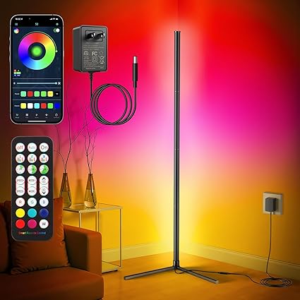 riyo riyo Led-vloerlamp, staande lamp, woonkamer, met app en afstandsbediening