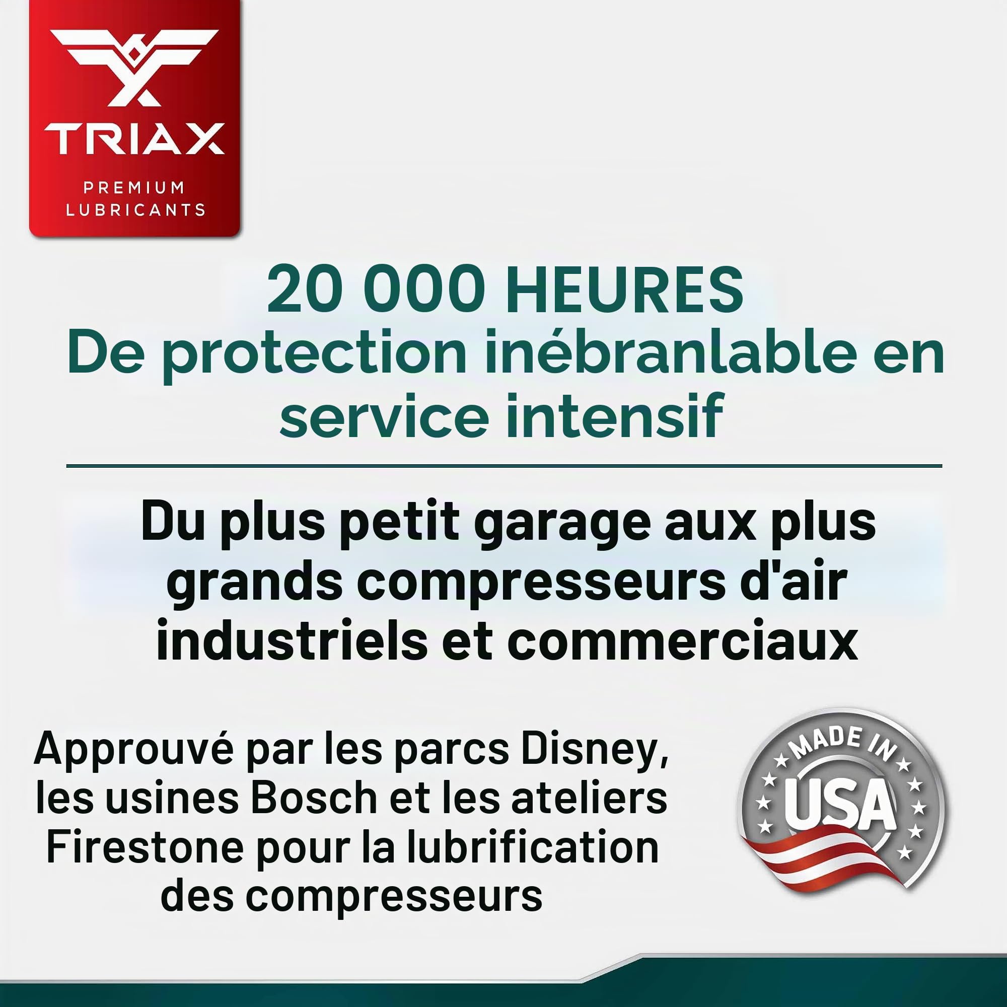 TRIAX Kompressor MV ISO 46 / SAE 20 Huile Entièrement Synthétique pour Compresseur d’Air Rotatif Palettes Vis Alternatif et Pompe à Vide Haute Température Longévité du Fluide jusqu’à 20 000 Heures