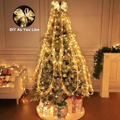 Miniatura 4 de TURNMEON Extra larga Cinta de 150 luces LED para árbol de Navidad de 50 pies, adaptador alimentado por adaptador de doble capa de alambre de cobre,