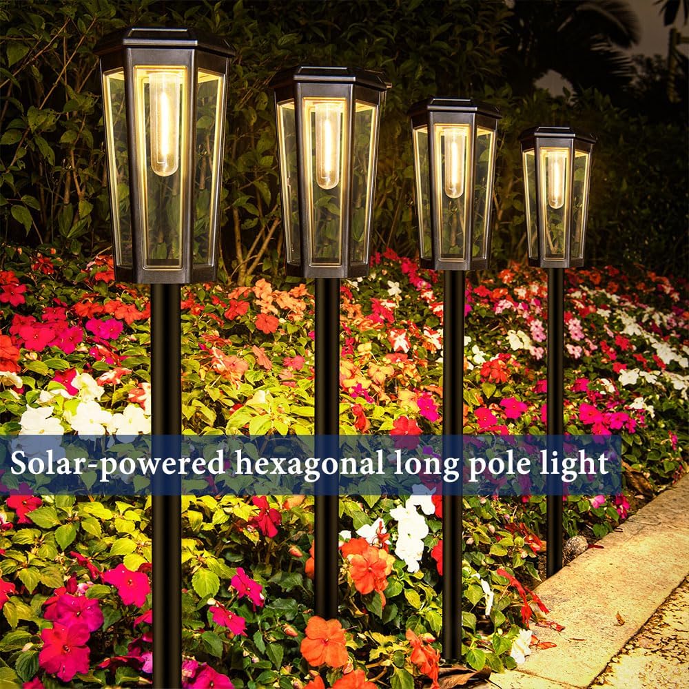 6 Pack Solar Pathway Lights, Outdoor Waterproof (IP65) with 2-in-1 Lighting Modes, Warm White LED for Yard, Lawn, Garden, Patio & Landscape