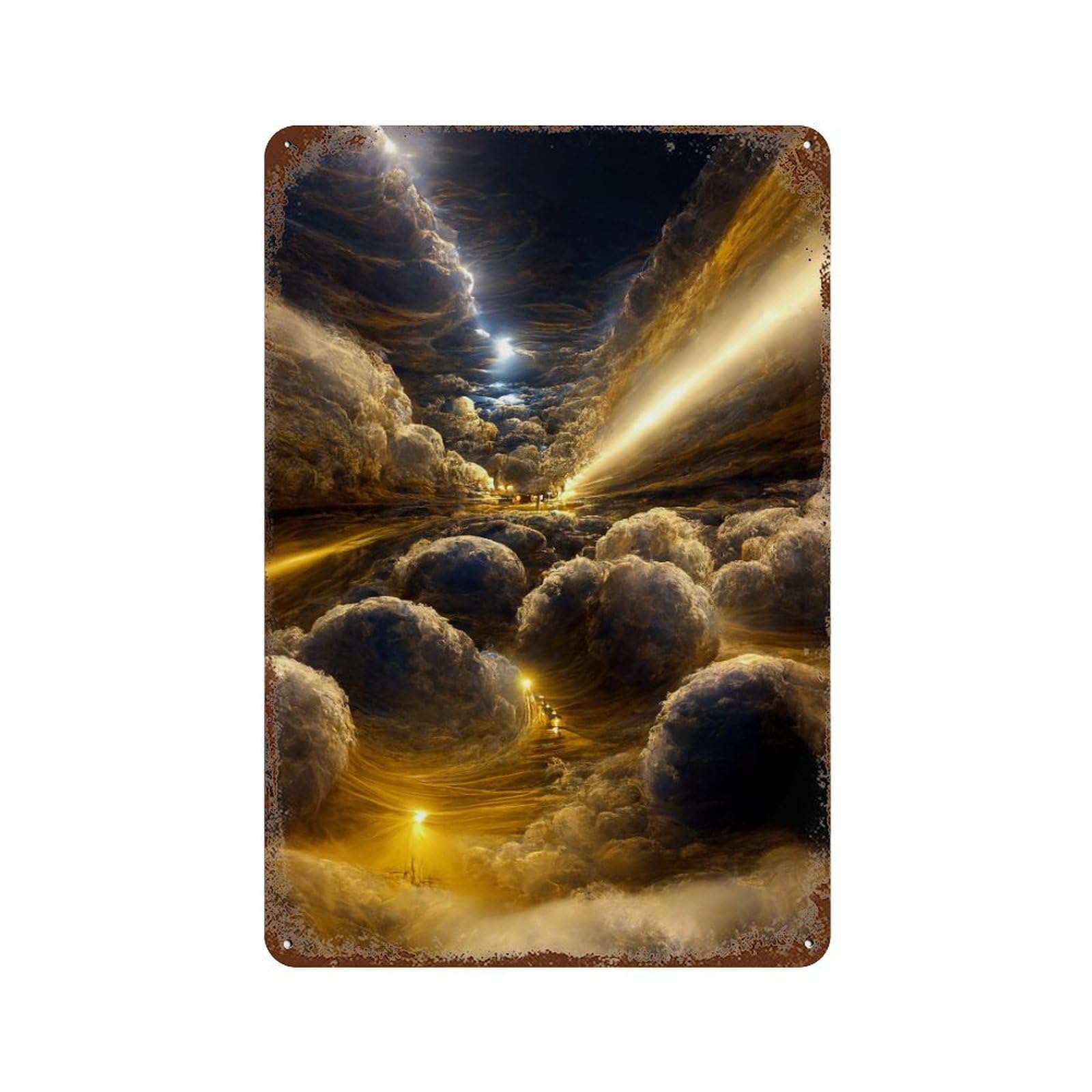 Cloudy Night Skyway Rustic Tin Plaque 11.8"x7.9", for Shed, Workshop And Garage Wall Decor, Farmhouse Wall Decor