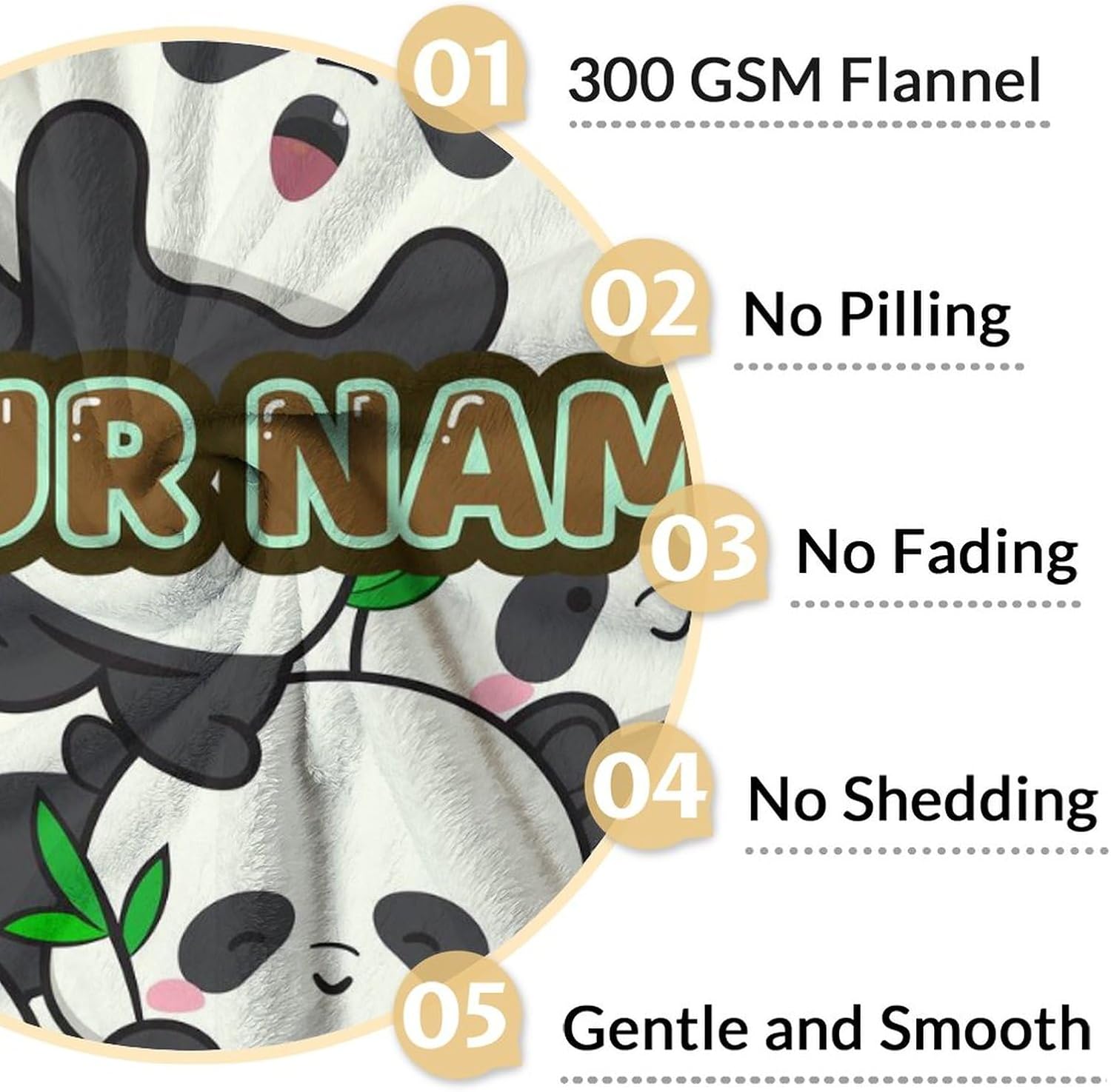 Custom Panda Blanket Gifts with Name- 60 x 80 Inches Cute Panda Lover Blankets for Women Girls - Colorful Soft Fuzzy Throw Blanket Stuff for Bed, Living Room