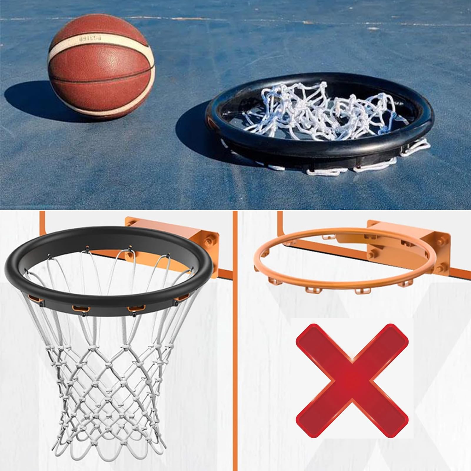 Basketball Hoop Net - Soft TPU Basketball Net, Fits Standard Dimense Rim | Langlebiges Basketball-Zubehör für Schulen, Gemeinschaftszentren, Freizeitparks, Stadien, Outdoor-Sportarten und im Freien