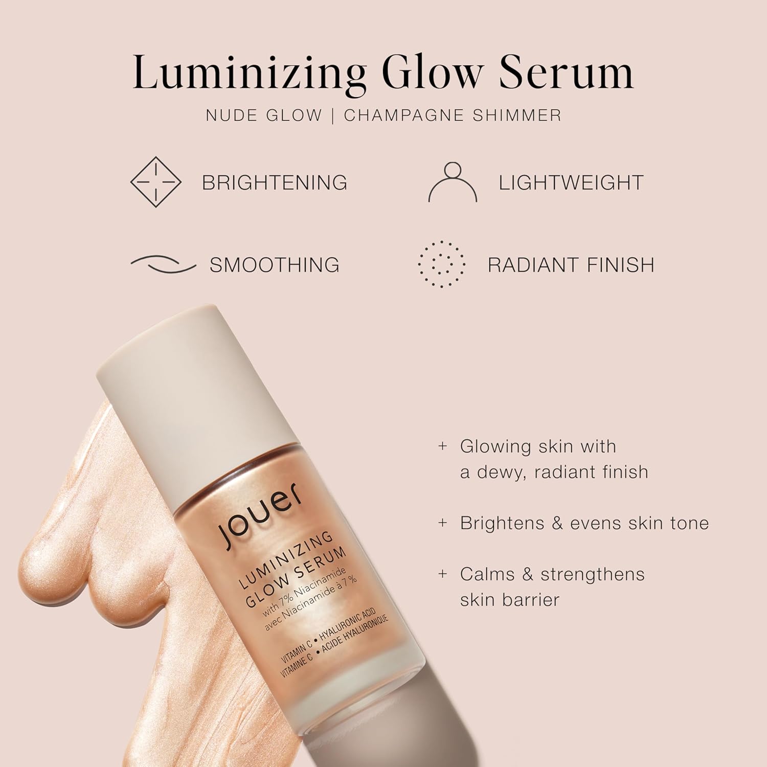 Jouer Luminizing Glow Drops for Face, Dewy Serum for Glowing Skin, 7% Niacinamide, Hyaluronic Acid, & Glycerin, 1 fl oz - Image 2