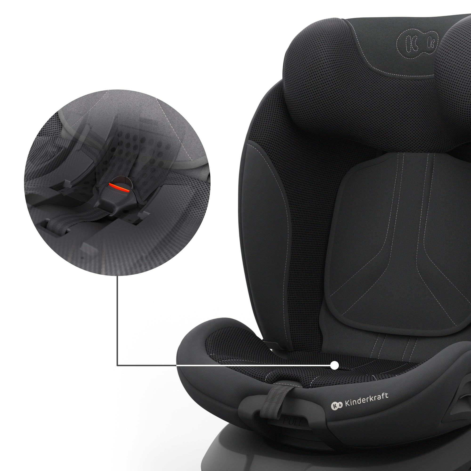 Kinderkraft I-GROW 2 PRO Seggiolino auto 0-36 kg, I-SIZE 40-150 cm, Seggiolino 360 girevole, con Isofix Base, Reclinabile Posizione sdraiata, Poggiatesta regolabile, Gruppo 0 1 2 3, Nero