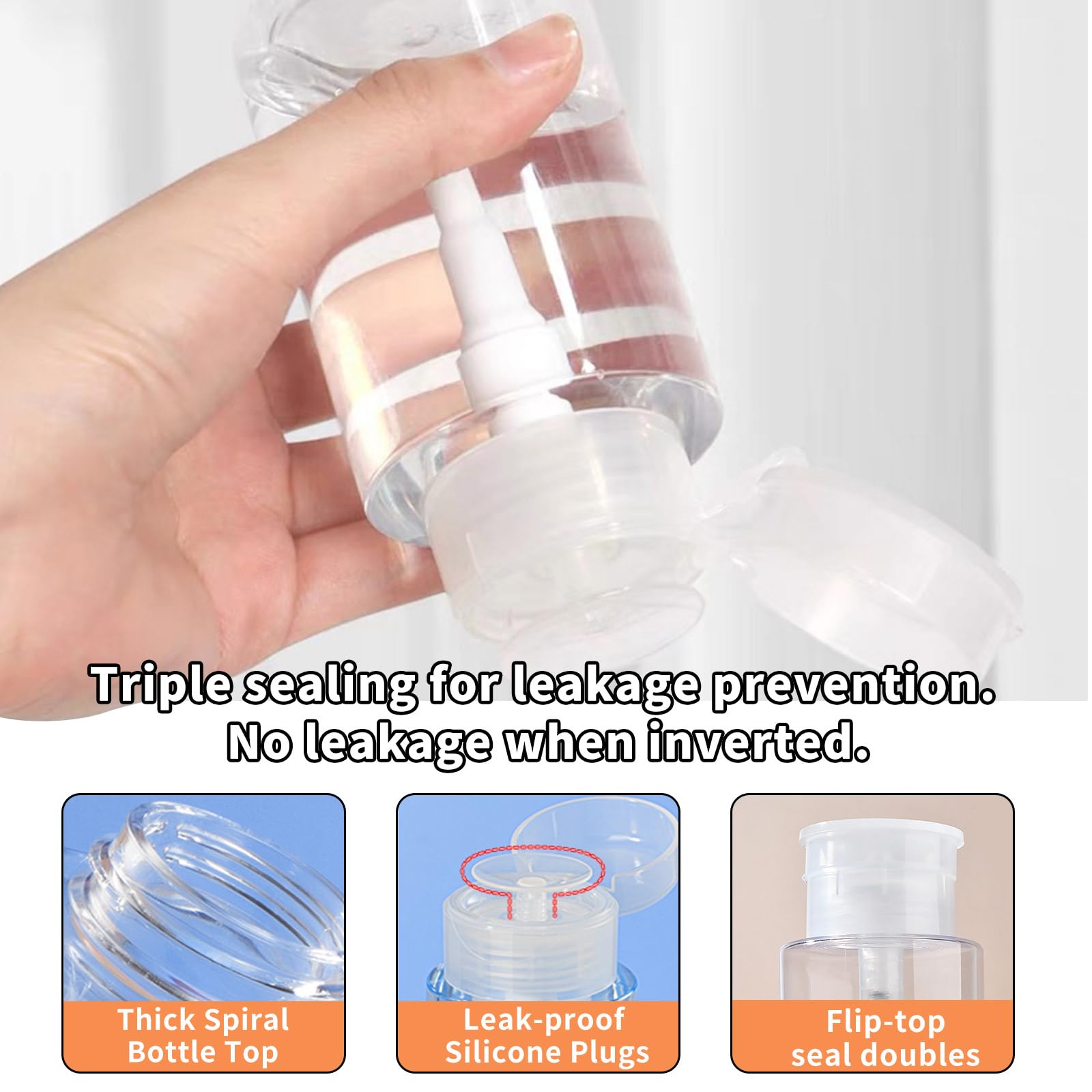 4 Pezzi Dispenser per Smalto, Pompa in Plastica, Contenitori per Liquidi, Bottiglie Vuote Riutilizzabili con Pompa, Bottiglia Trasparente per Smalto e Struccante