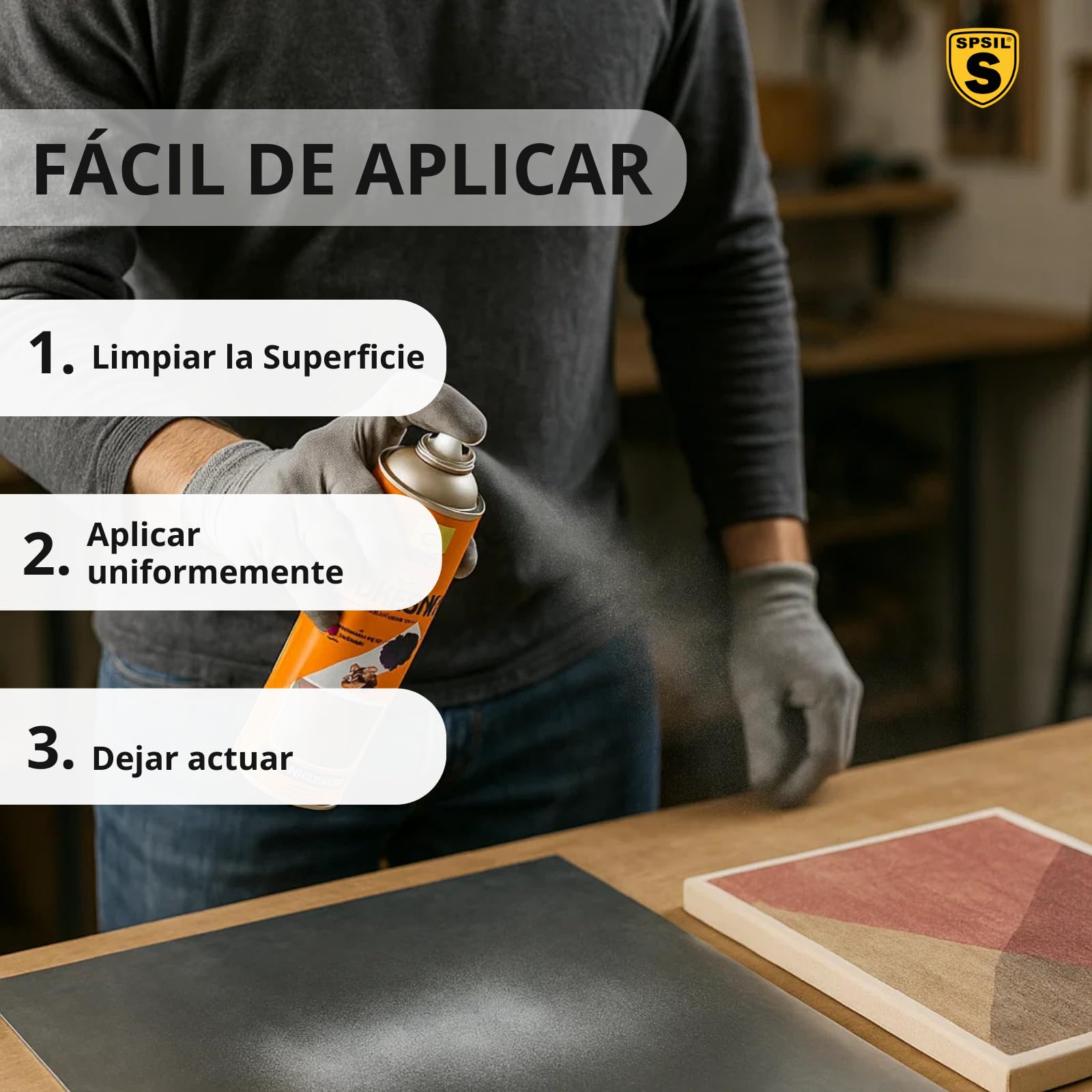 SPSIL Adhesivo en Spray 400ml - Aplicación fácil y precisa - Resistente a la humedad - Adhesión fuerte y duradera (400 Mililitros)