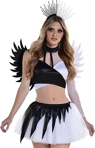 Amscan Twisted Angel Costume - Stylish Black & White Outfit Perfect For Halloween, Parties & More - 1 Set