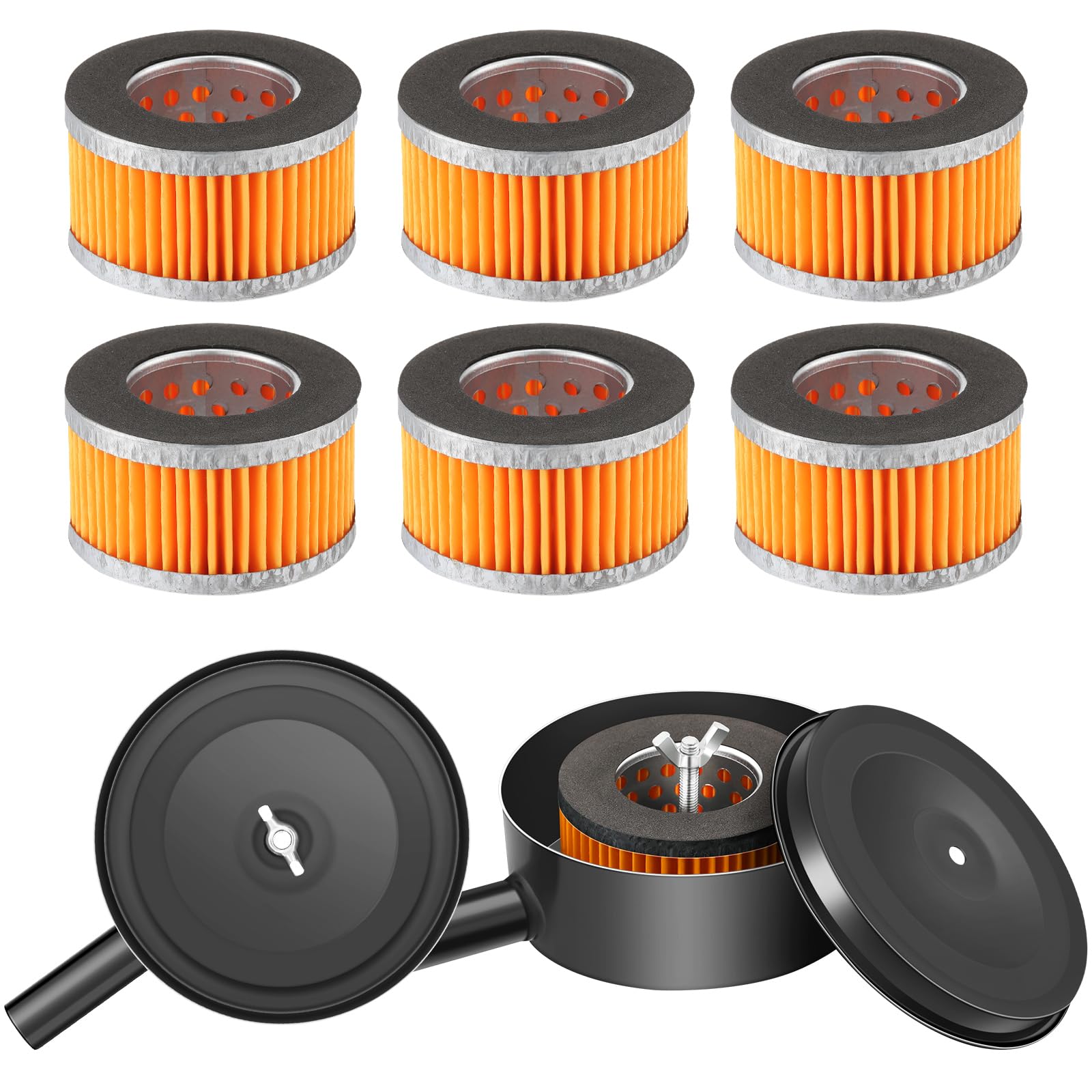 CroBlissful 2 Pcs Thread Air Compressor Silencer 1/2 Inch with 6 Pcs Air Compressor Intake Filter Elements, Sound Muffler Accessories Replacement