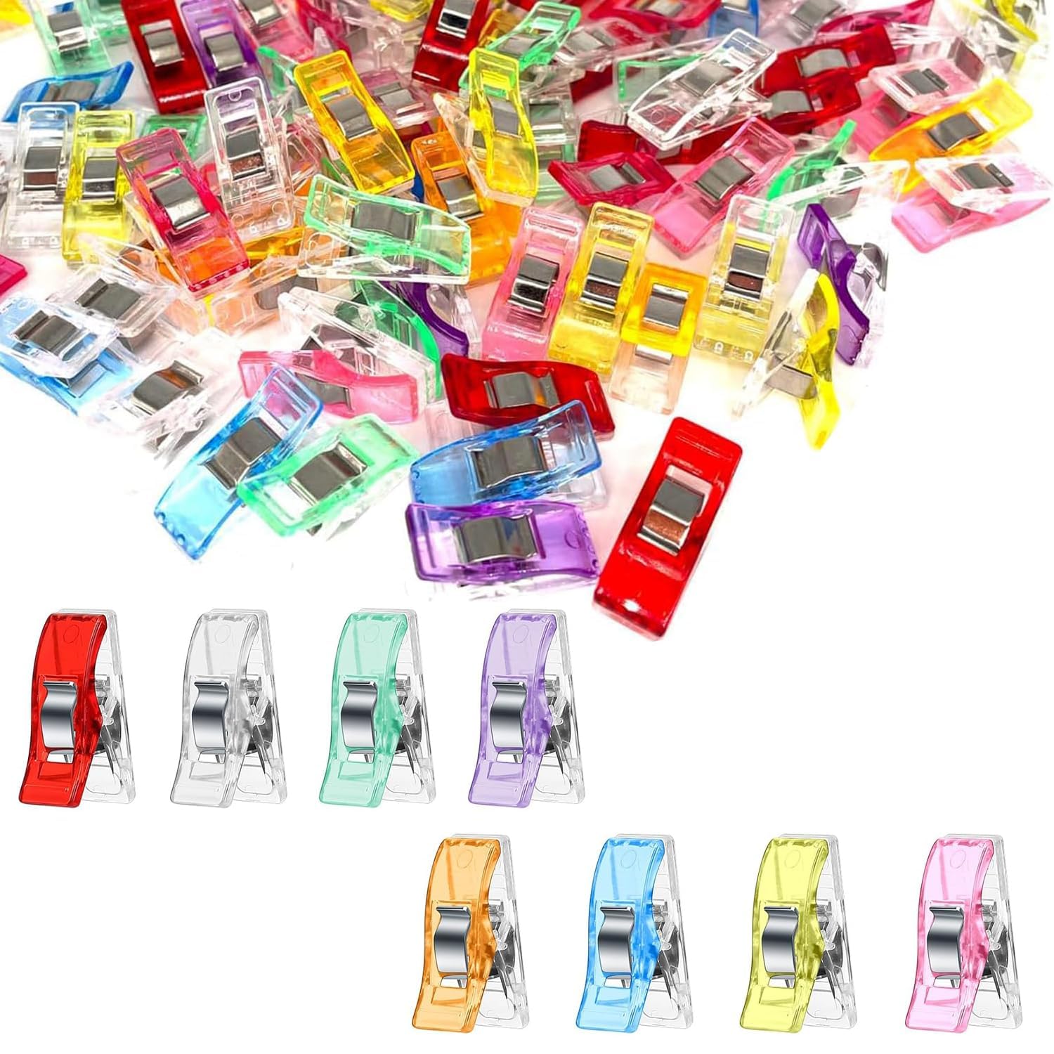 130-Piece Multicolor Sewing Clips Set – Strong Grip Fabric Clamps for Quilting, Crafting, Knitting & DIY Projects – Durable & Safe Alternative to Pins