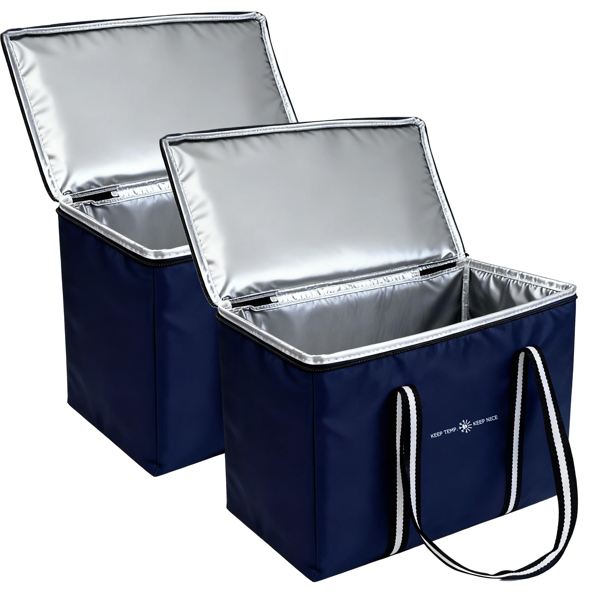 Insulated Food Delivery Bag, Large Durable Reusable Shopping Grocery Bag with Zipper – Foldable Thermal Cooler Bag for Hot & Cold Food, Pizza Delivery