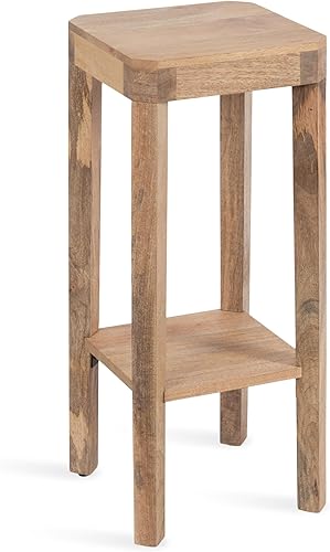 Kate and Laurel Talcott - Mesa cuadrada moderna de madera para bebidas; 12 x 12 x 28; madera natural; mesa de pedestal decorativa de transición de