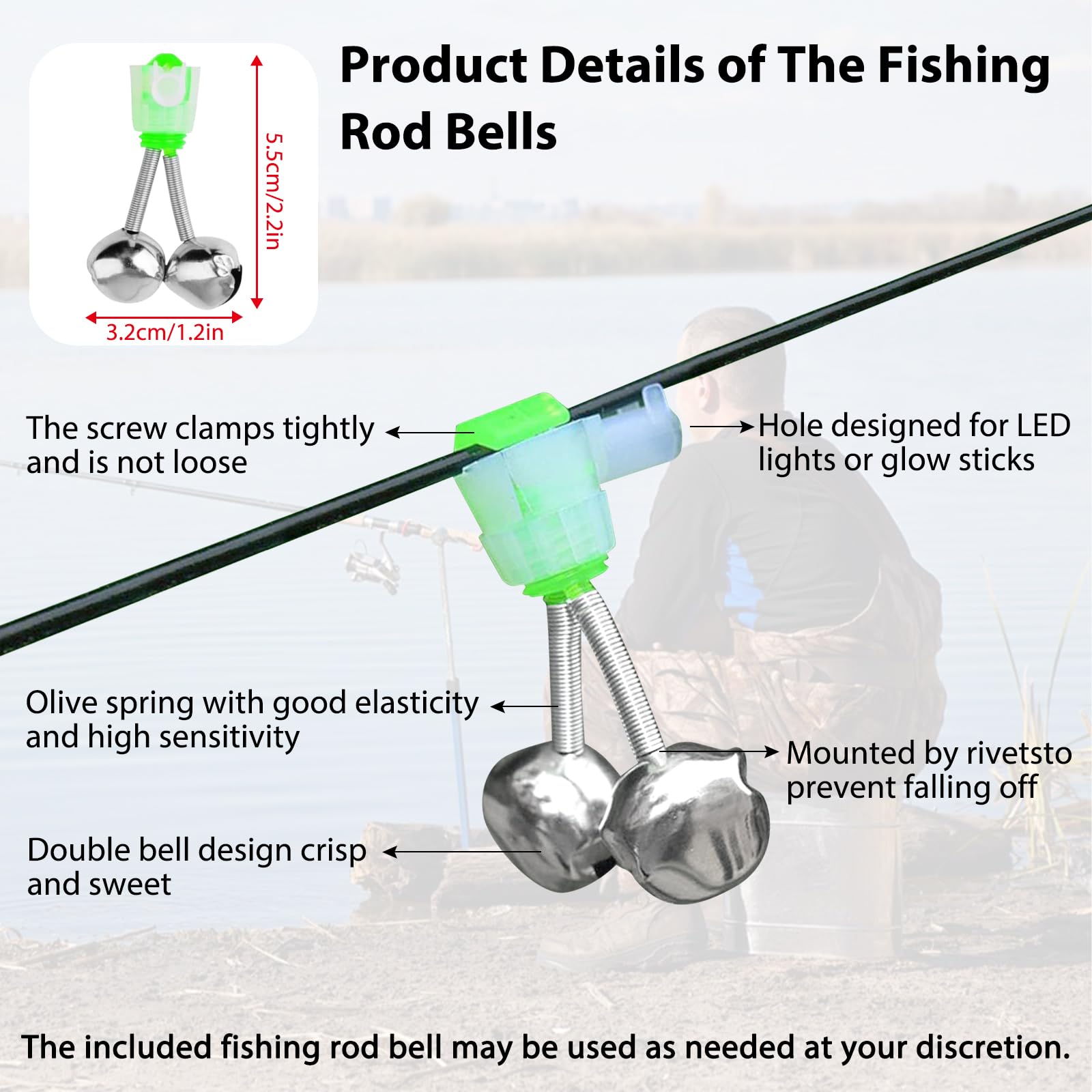 Shackcom Alarme de Pêche Détecteur de Touche Électronique avec Indicateur Lumineux LED et Son Réglable