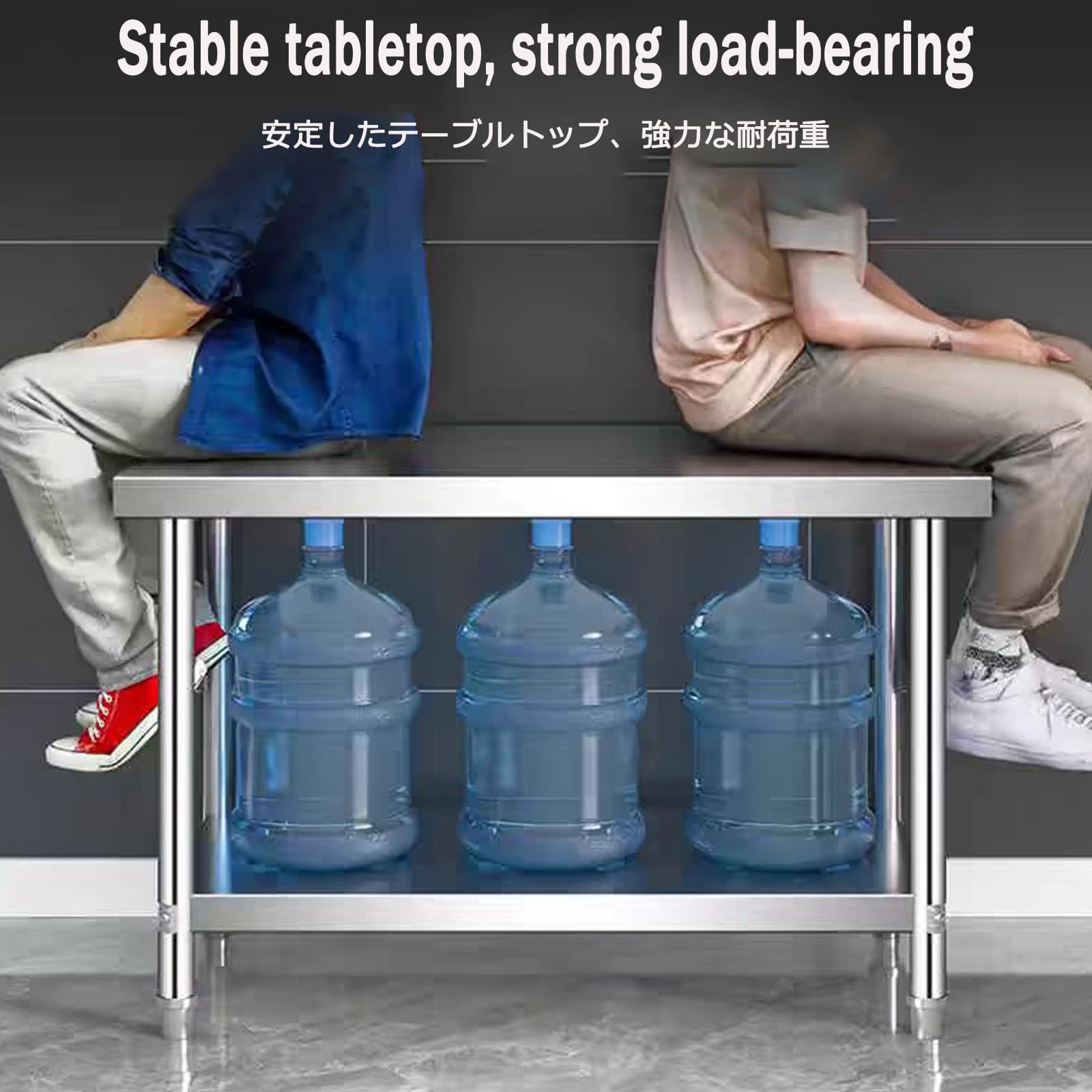 Tavolo da Preparazione, Tavolo da Preparazione per cucine Professionali in Acciaio Inox - Piano di Lavoro a Doppio Strato Resistente, Impermeabile e Facile da Pulire - 130x40x80 cm (51,1x15,