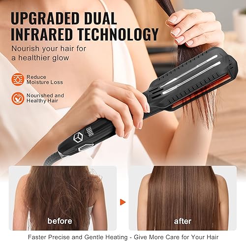 Miniatura 3 de Happybuy Plancha de pelo de titanio, tu compañero de peinado ideal! Esta plancha de 1.5 pulgadas cuenta con calefacción por infrarrojos, una