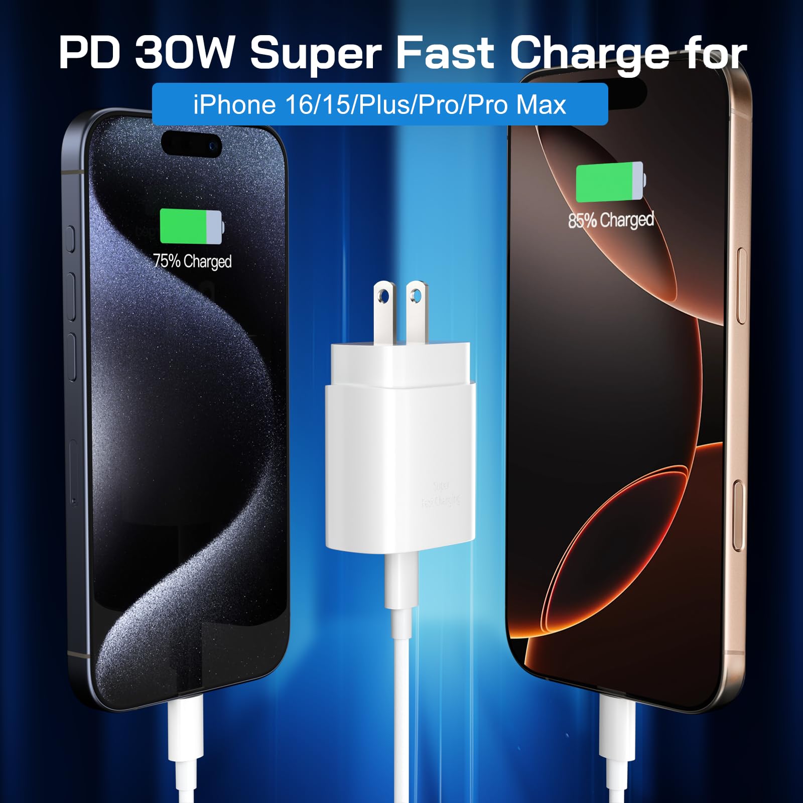 30W USB-C Schnelllade-Set Inkl. 3m Kabel – Für IPhone 16/15, IPad, Samsung & Mehr