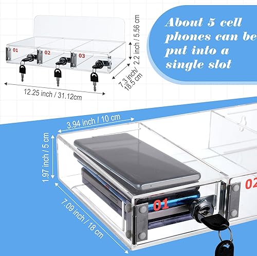 Miniatura 3 de Threan Caja de almacenamiento para teléfono celular, gabinete de almacenamiento transparente para teléfono celular, montado en la pared, acrílico