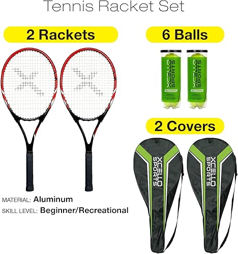 Miniatura 2 de Juego de raquetas de tenis de aluminio para 2 jugadores, incluye dos raquetas. Seis pelotas de cancha y dos fundas de transporte, disponibles en 23"