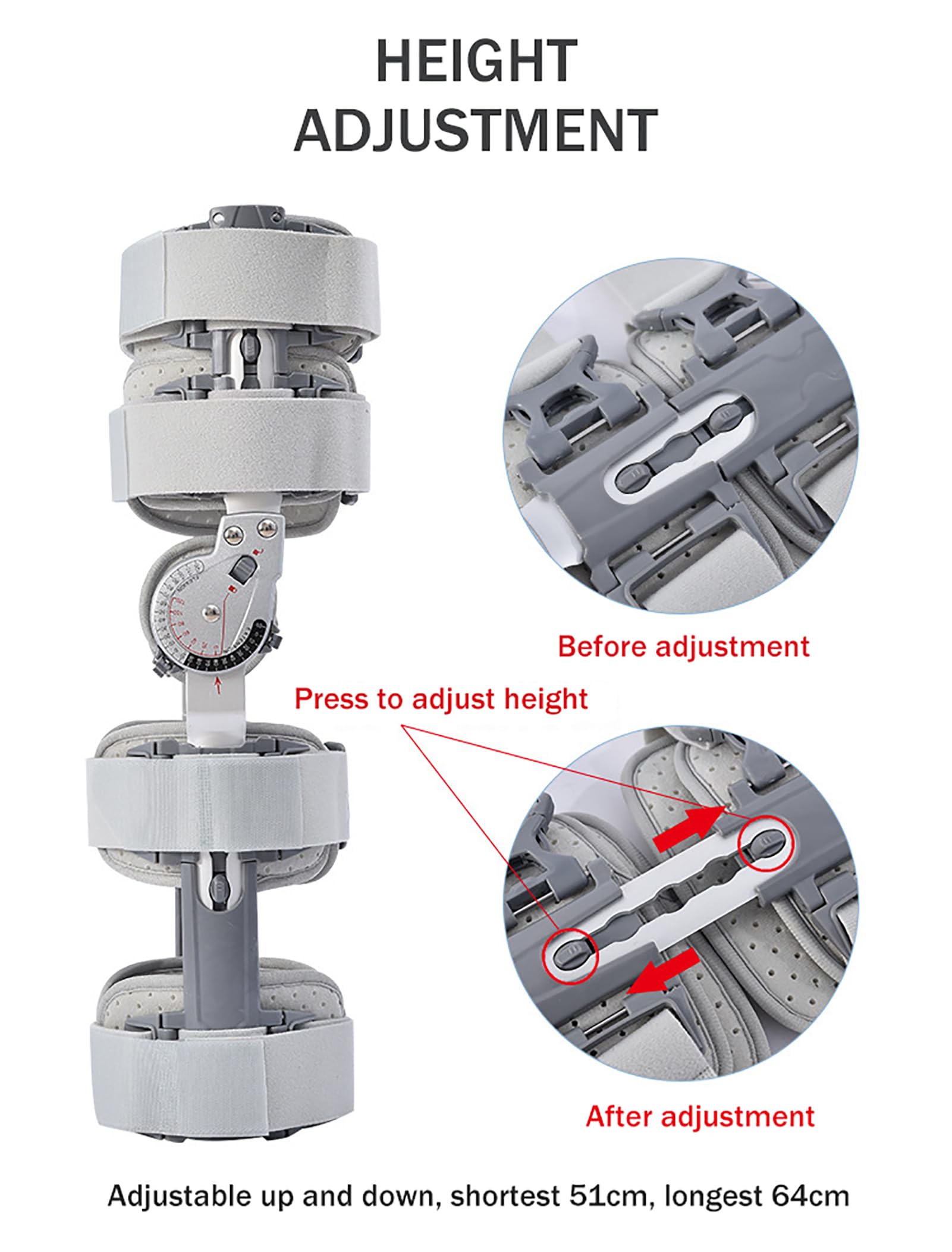Rodillera con descargador Ajustable, inmovilizador de Rodilla con bisagras para desgarro de menisco y Dolor en la articulación de la Rodilla por Hueso con Hueso